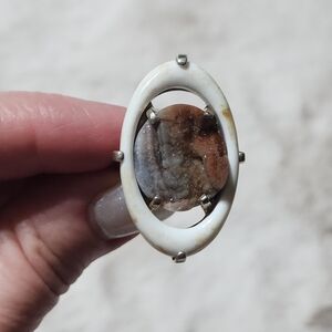 HSN Rarities Druzy Quartz Sterling Silver Statement Ring Size 9